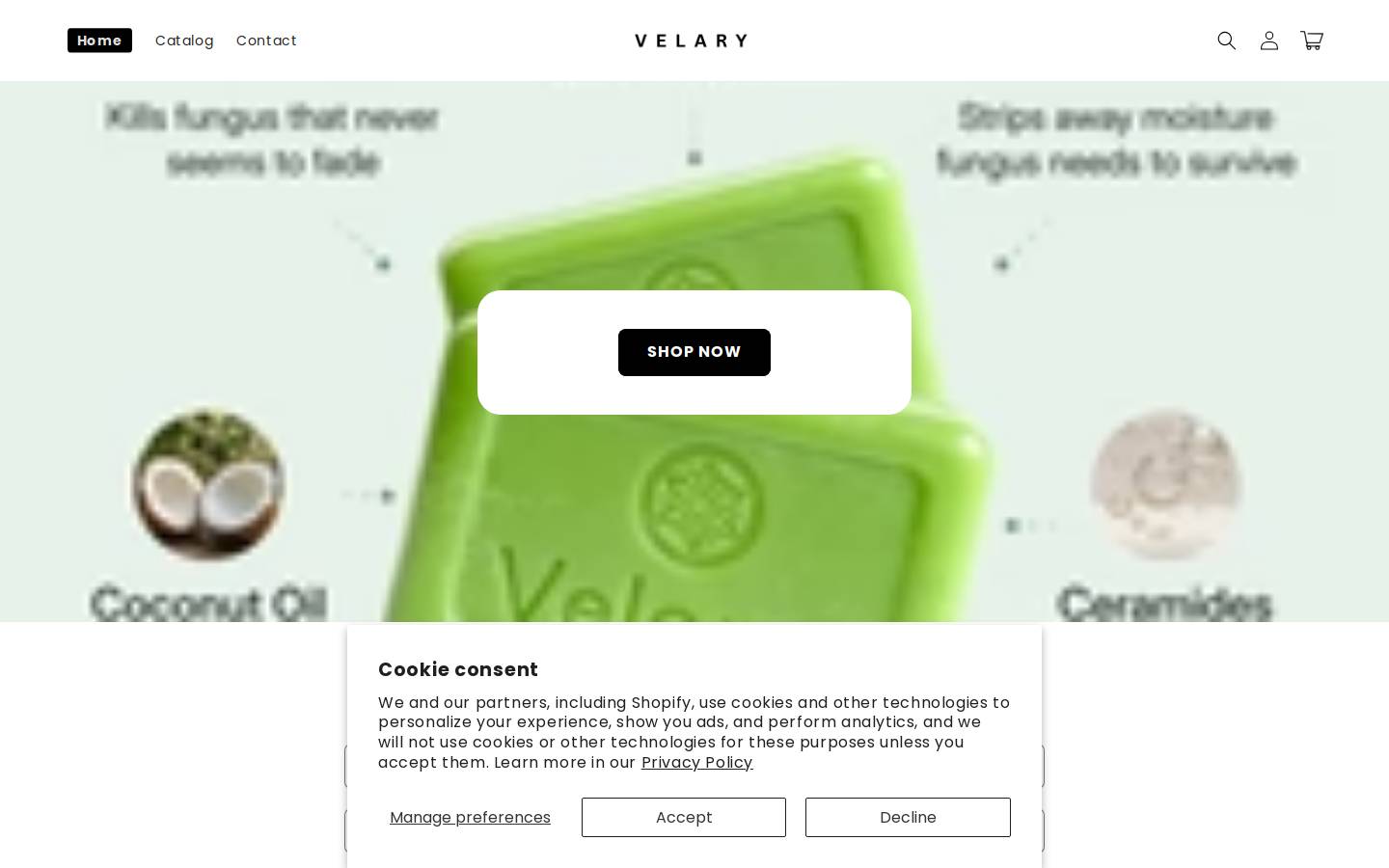 tryvelary.com homepage screenshot