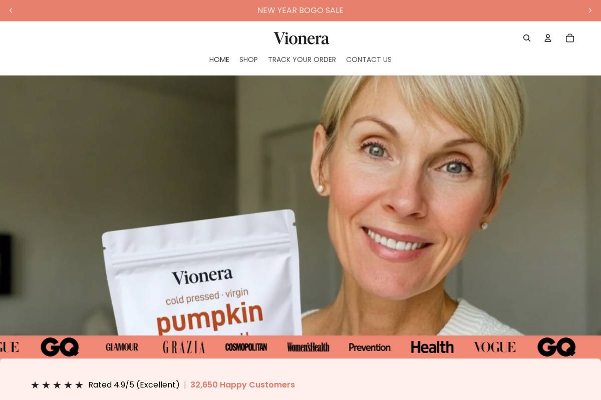 Tryvionera homepage screenshot