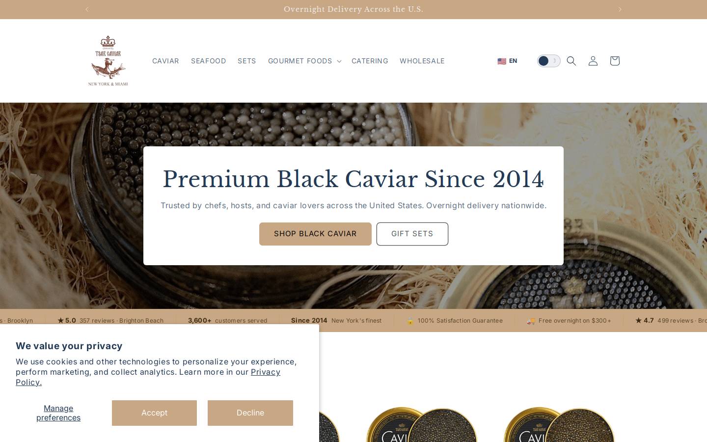 tsarcaviar.com homepage screenshot