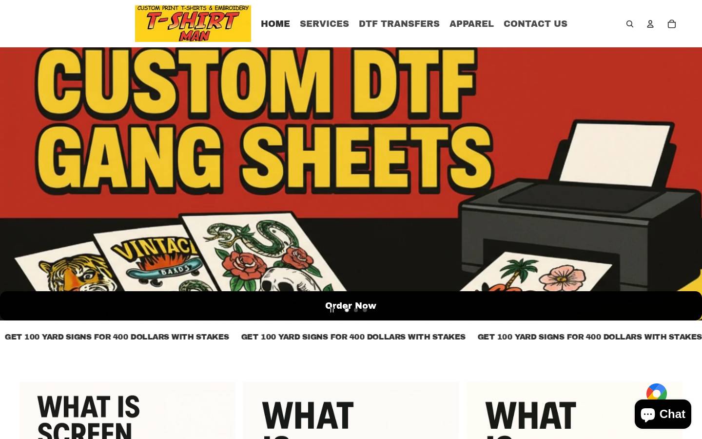 tshirtmanprinting.com homepage screenshot