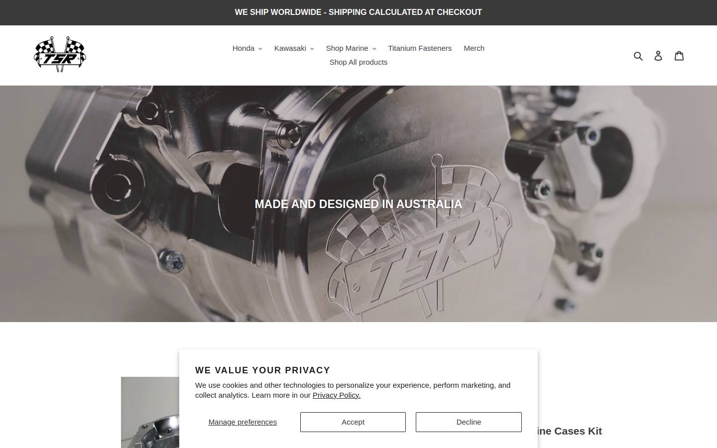 tsrproducts.com.au homepage screenshot