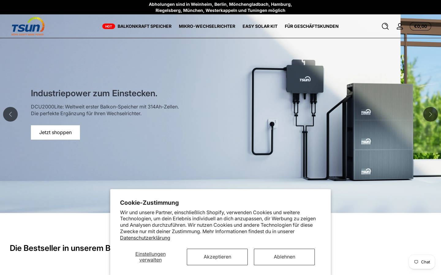 tsun.de homepage screenshot