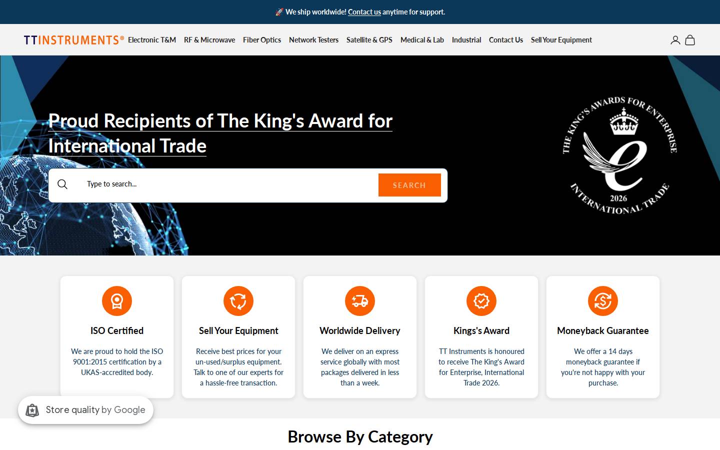 TT Instruments homepage screenshot