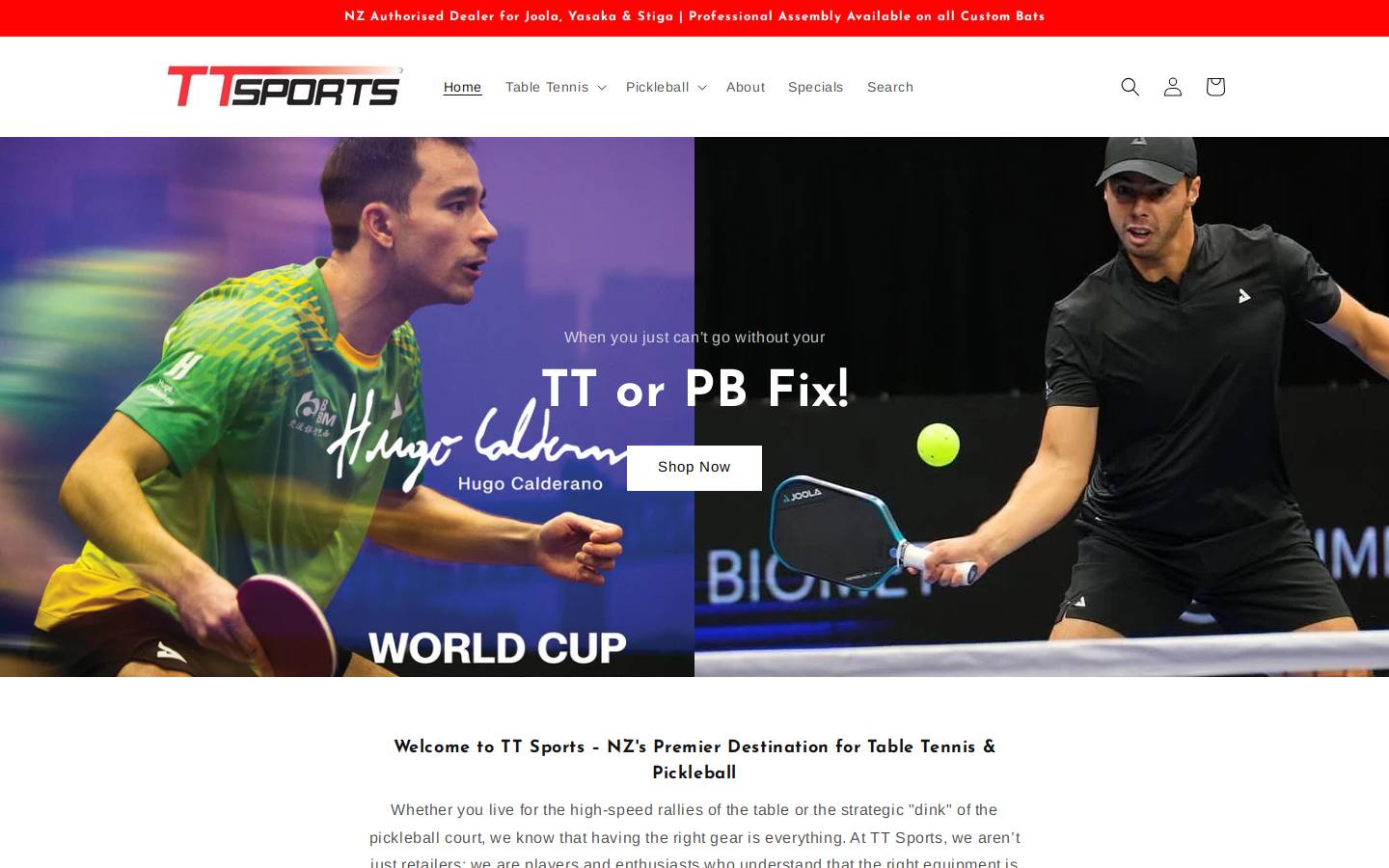 ttsports.co.nz homepage screenshot