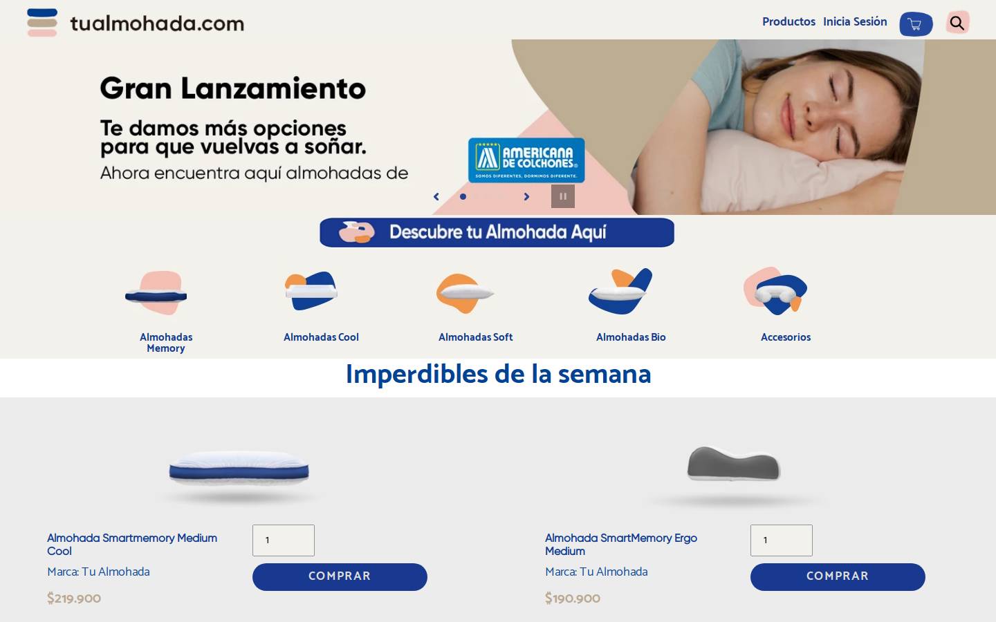 tualmohada.com homepage screenshot