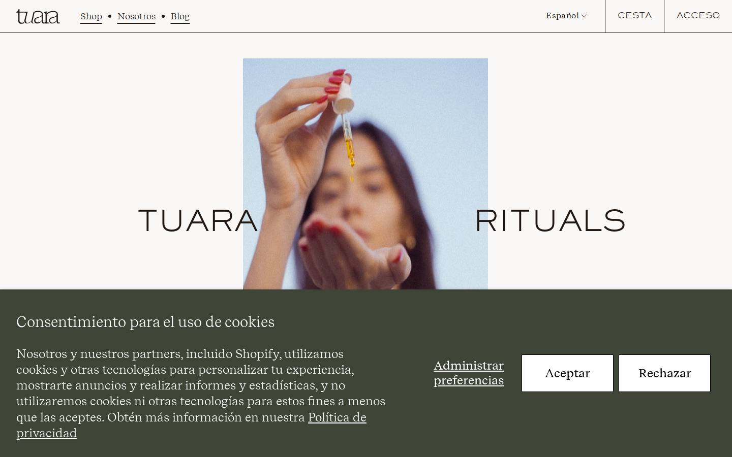 tuararituals.com homepage screenshot