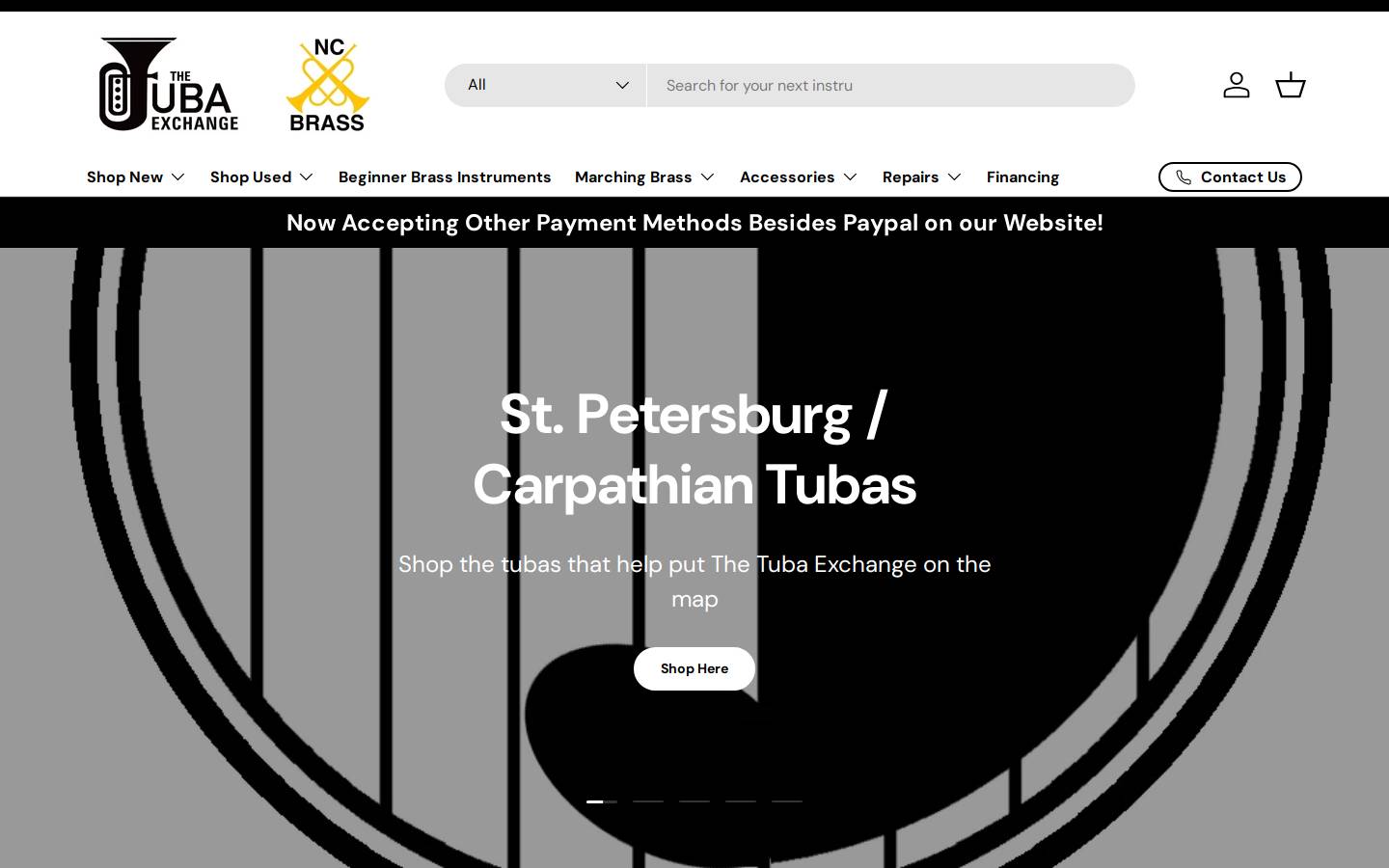 tubaexchange.com homepage screenshot
