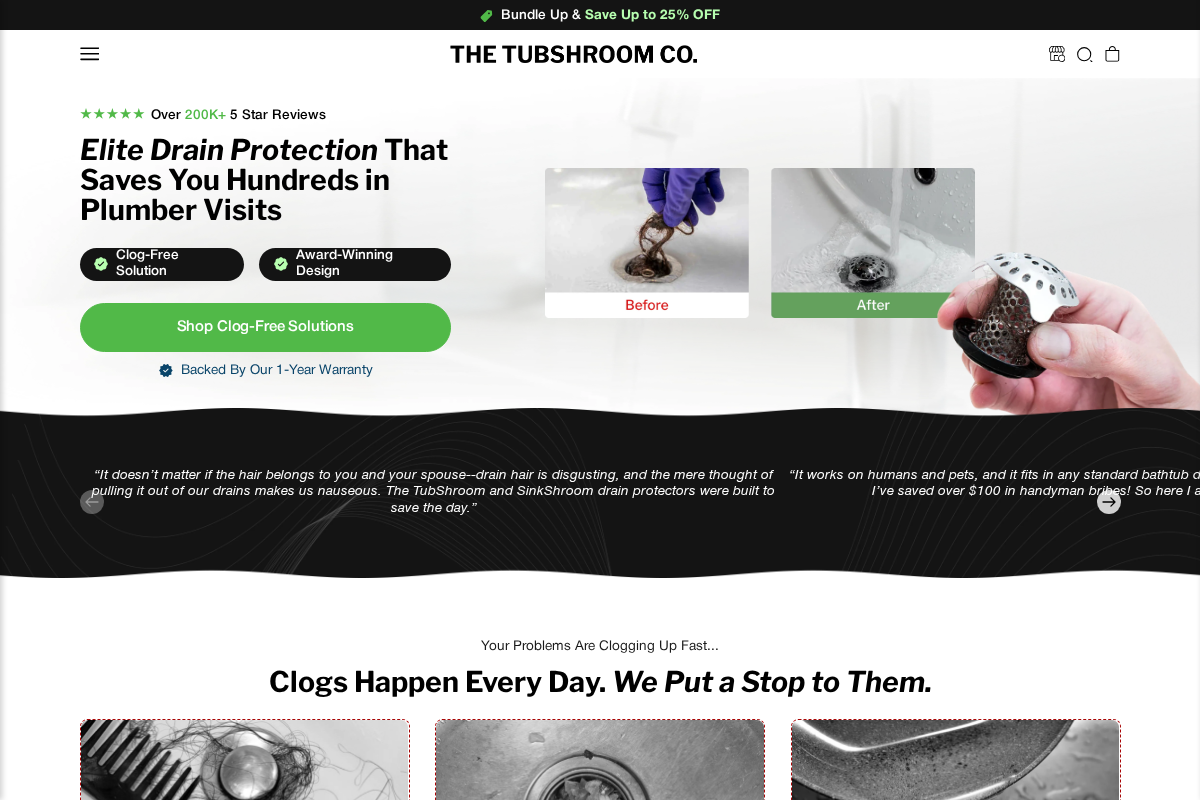tubshroom.com homepage screenshot