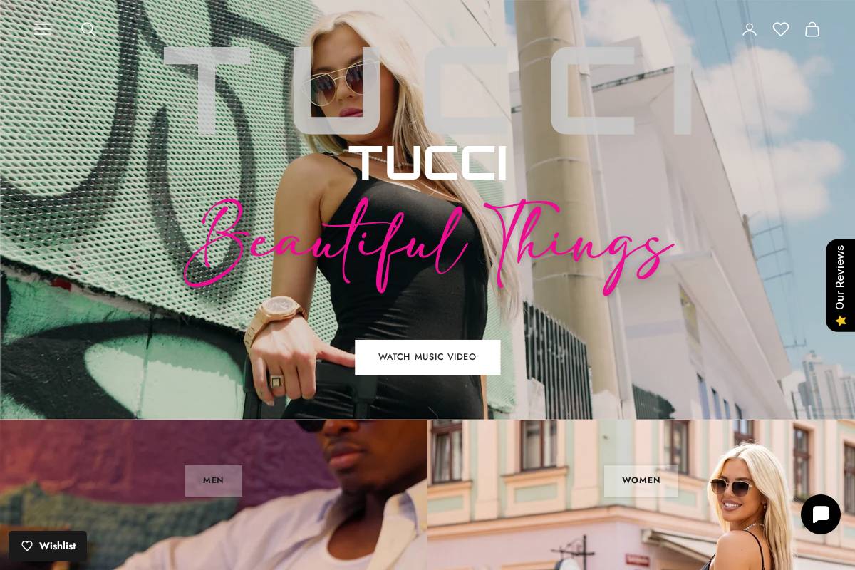 Tucci Italy homepage screenshot