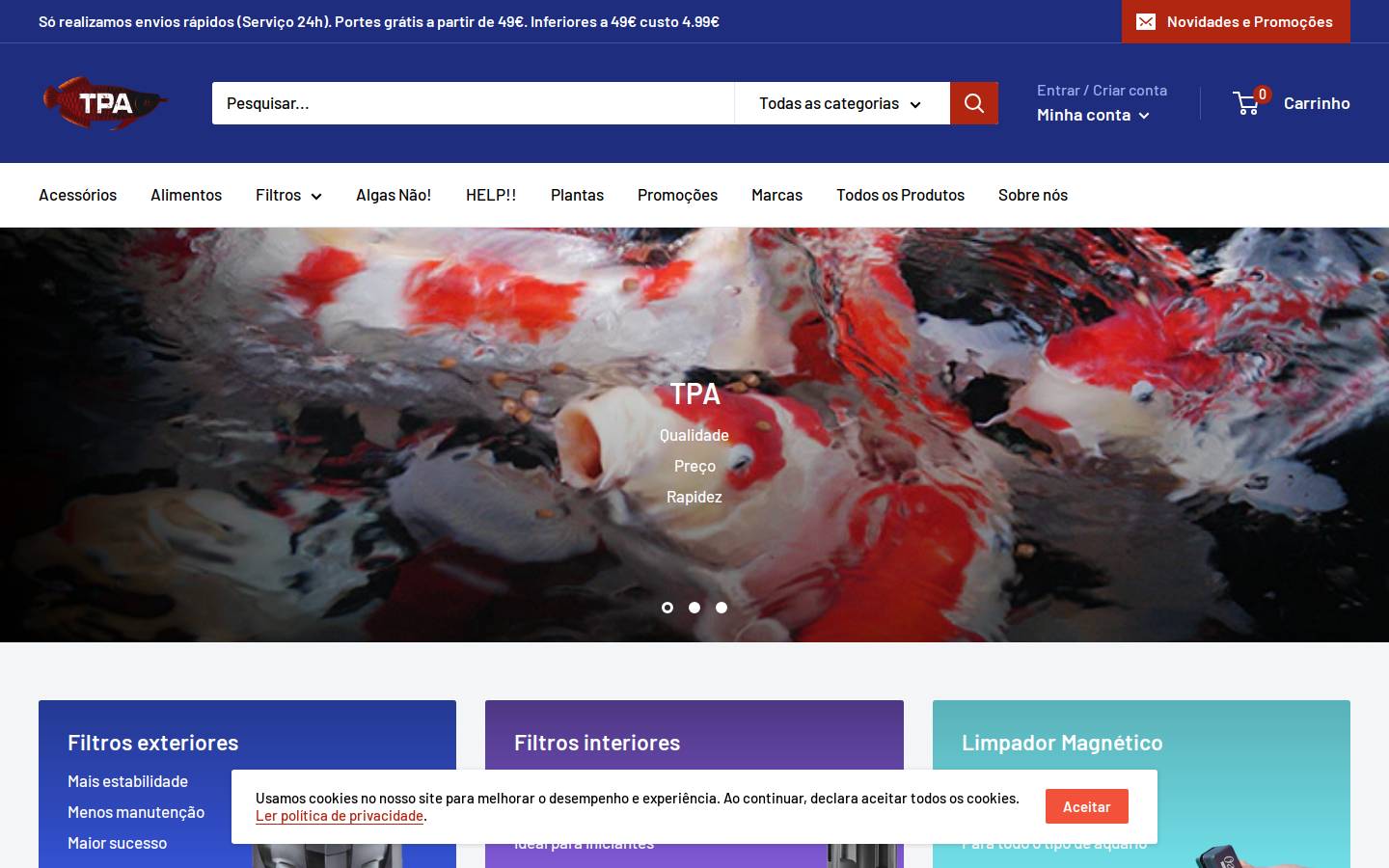tudoparaaquario.pt homepage screenshot
