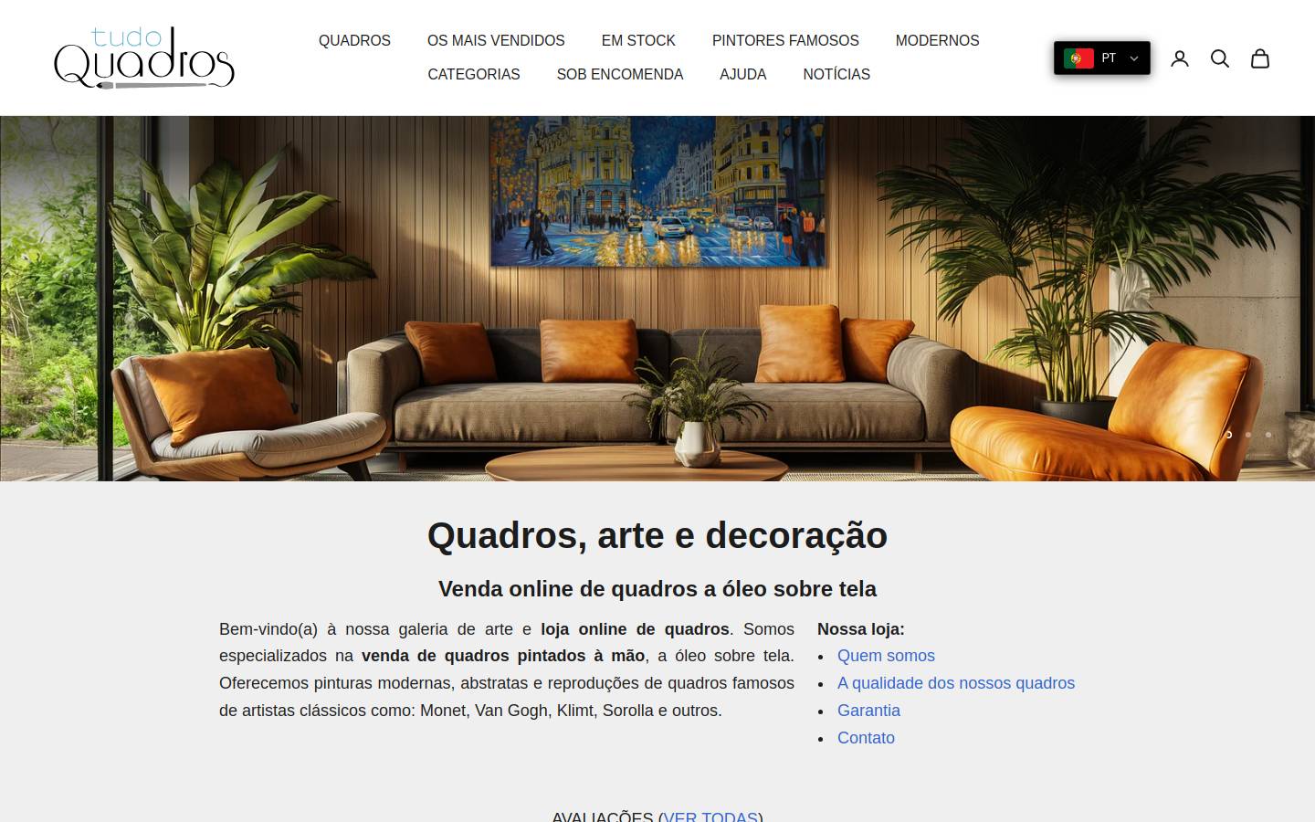 tudoquadros.pt homepage screenshot