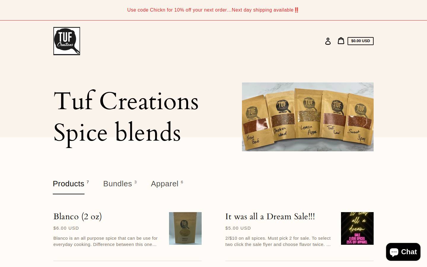 tufcreations.com homepage screenshot