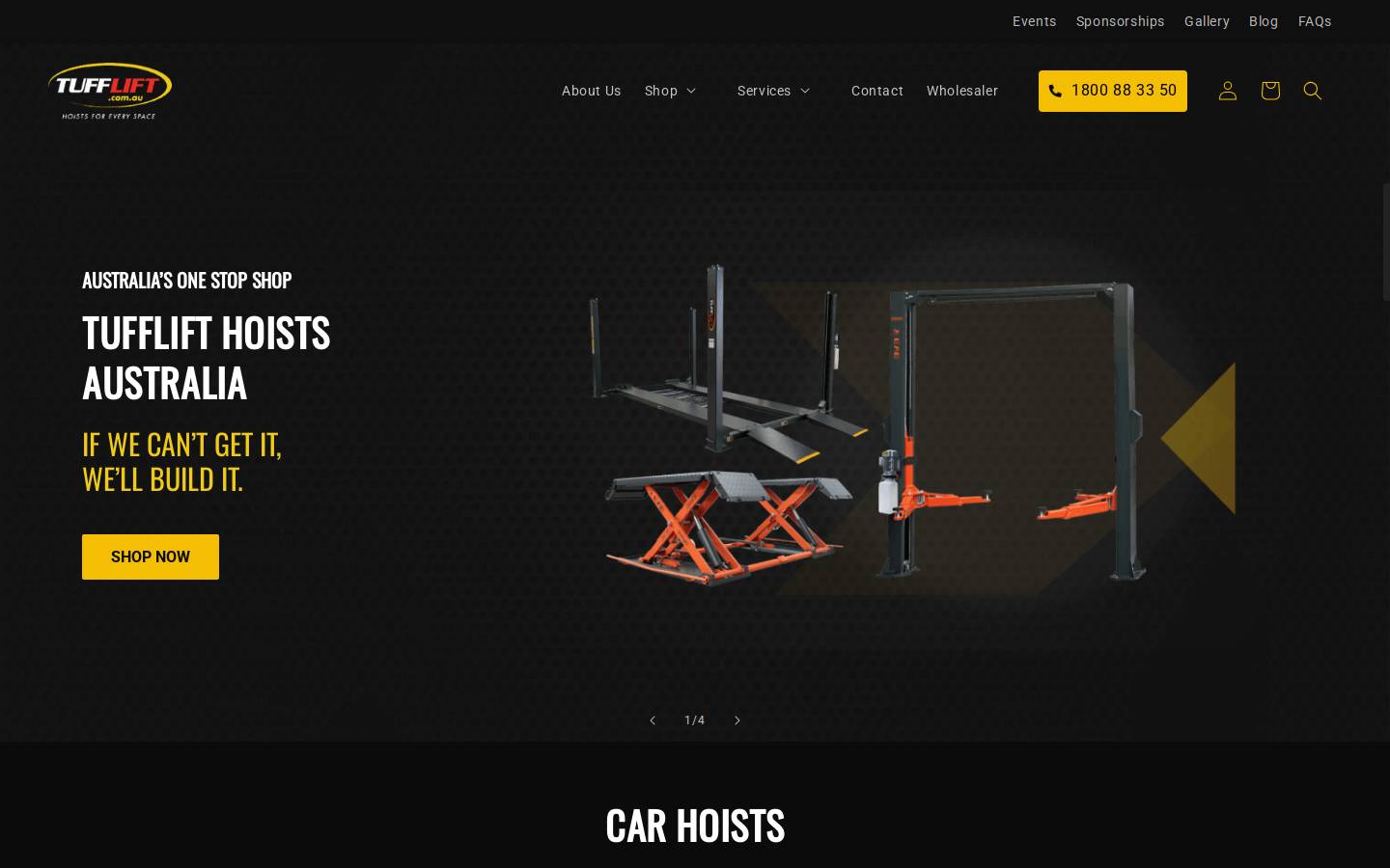 tufflift.com.au homepage screenshot