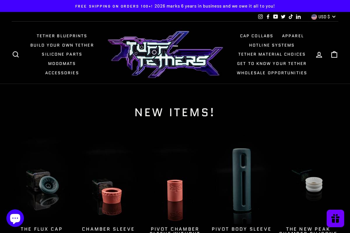 Tufftethers homepage screenshot