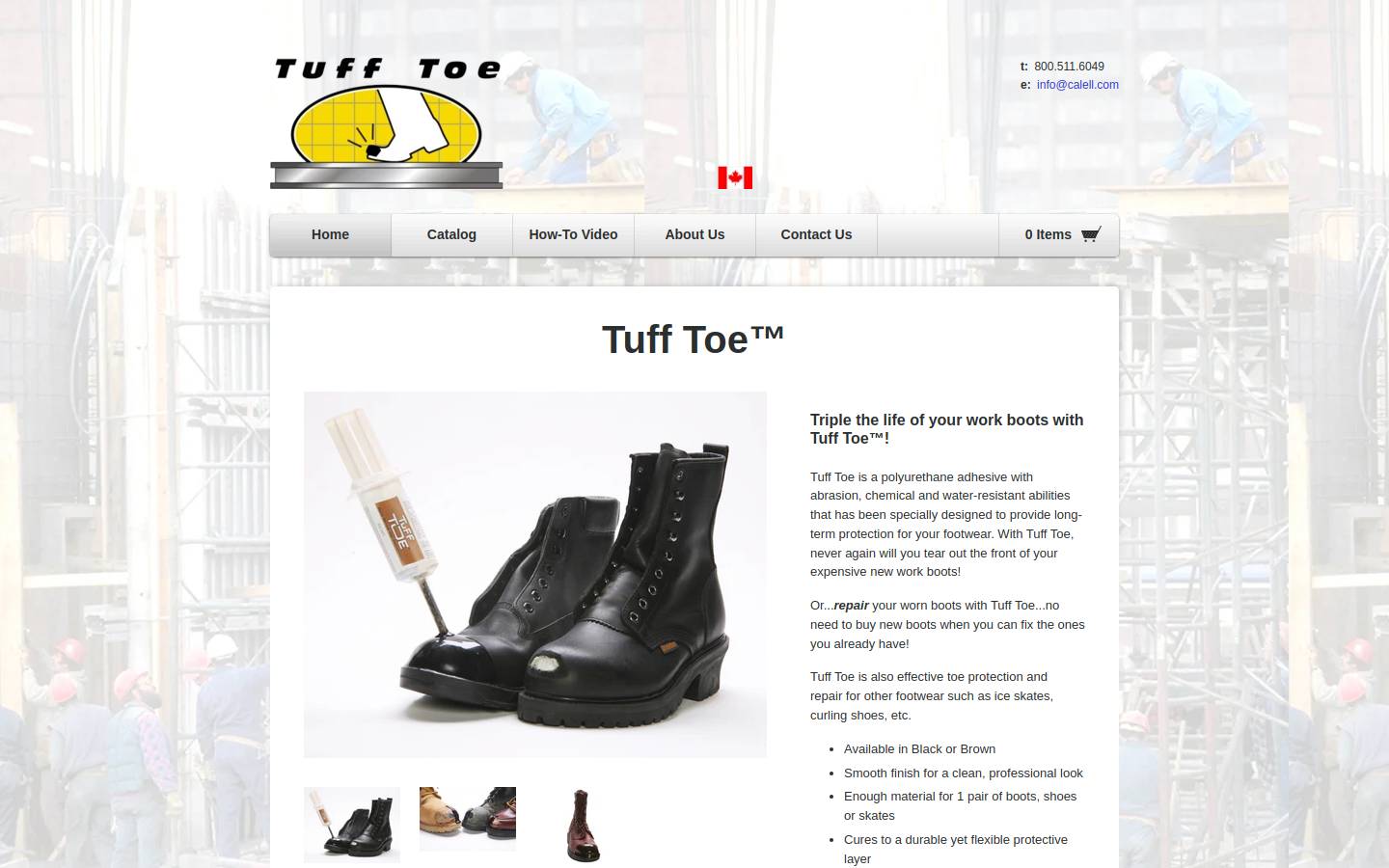 tufftoecanada.com homepage screenshot