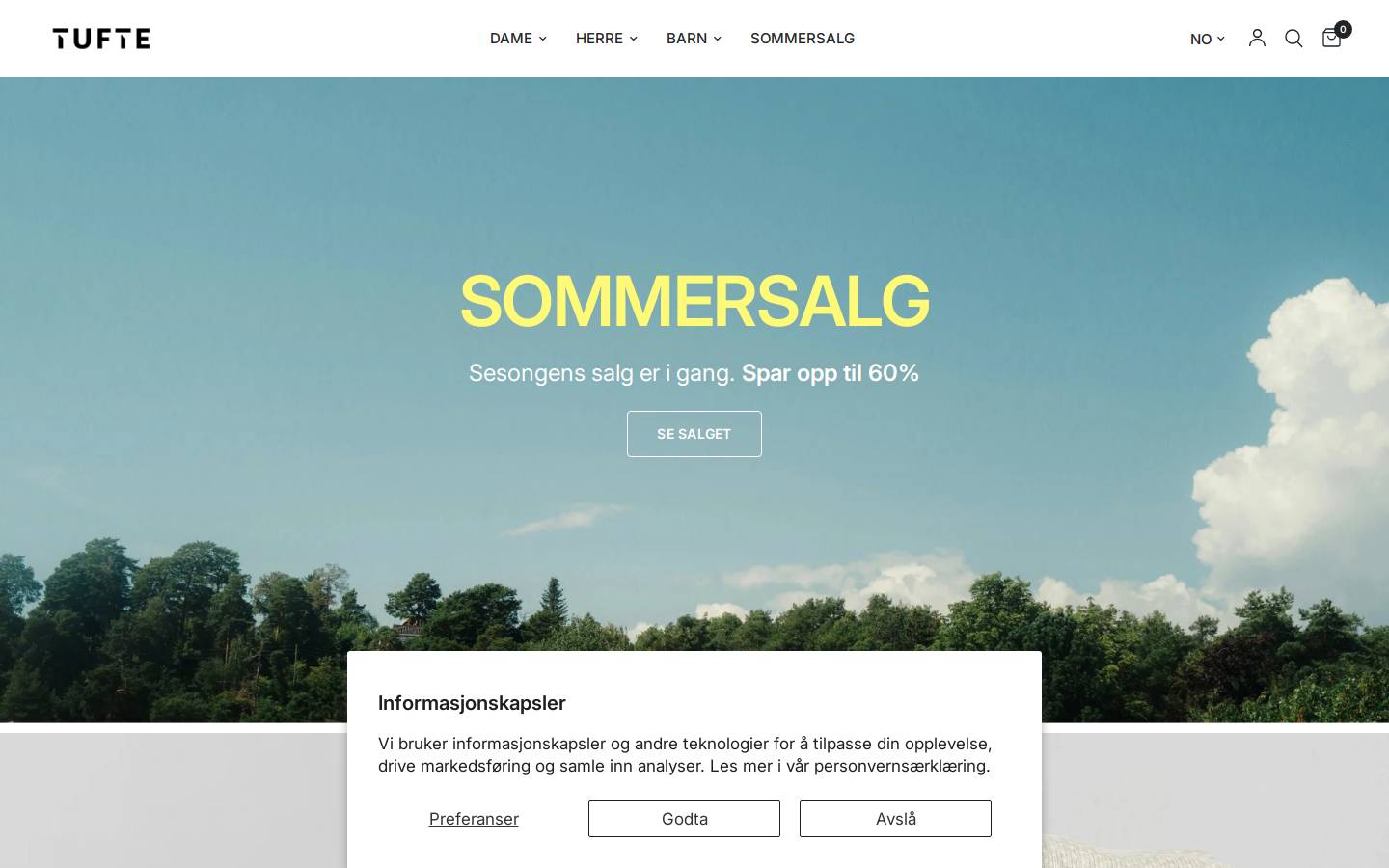 tuftewear.no homepage screenshot