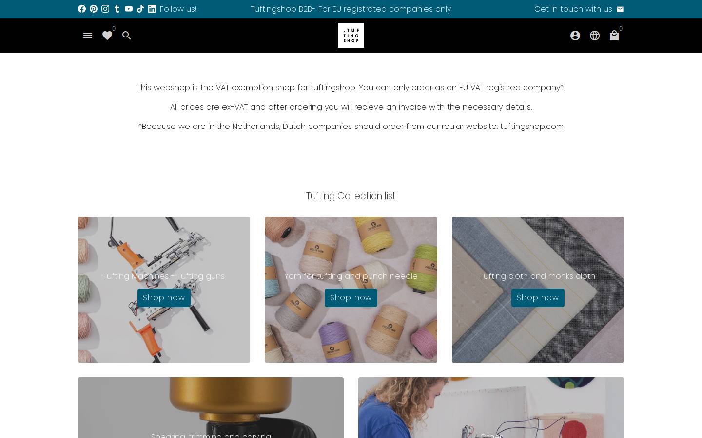 tuftingb2b.com homepage screenshot