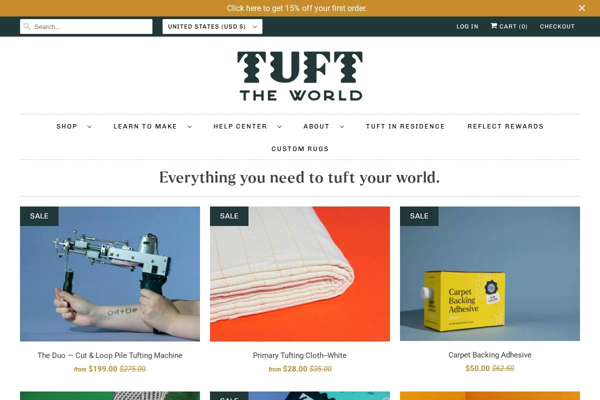 Tuftinggun homepage screenshot