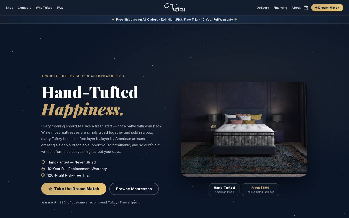 tuftzy.com homepage screenshot
