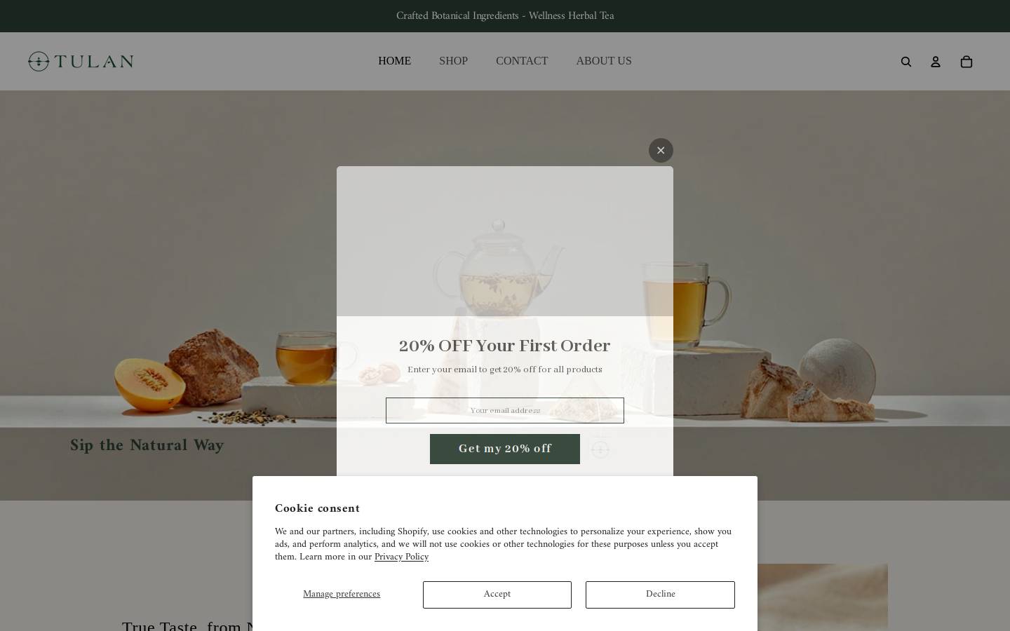 tulanshop.com homepage screenshot