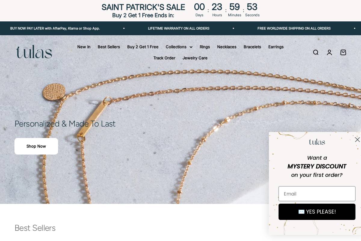 Tulas homepage screenshot