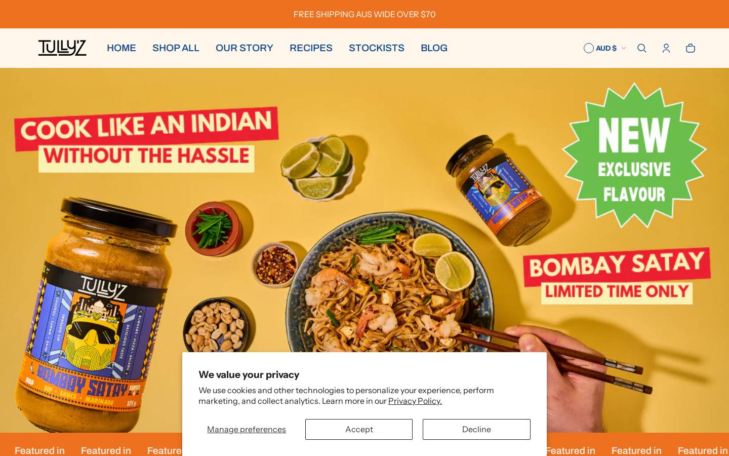tullyzkitchen.com homepage screenshot