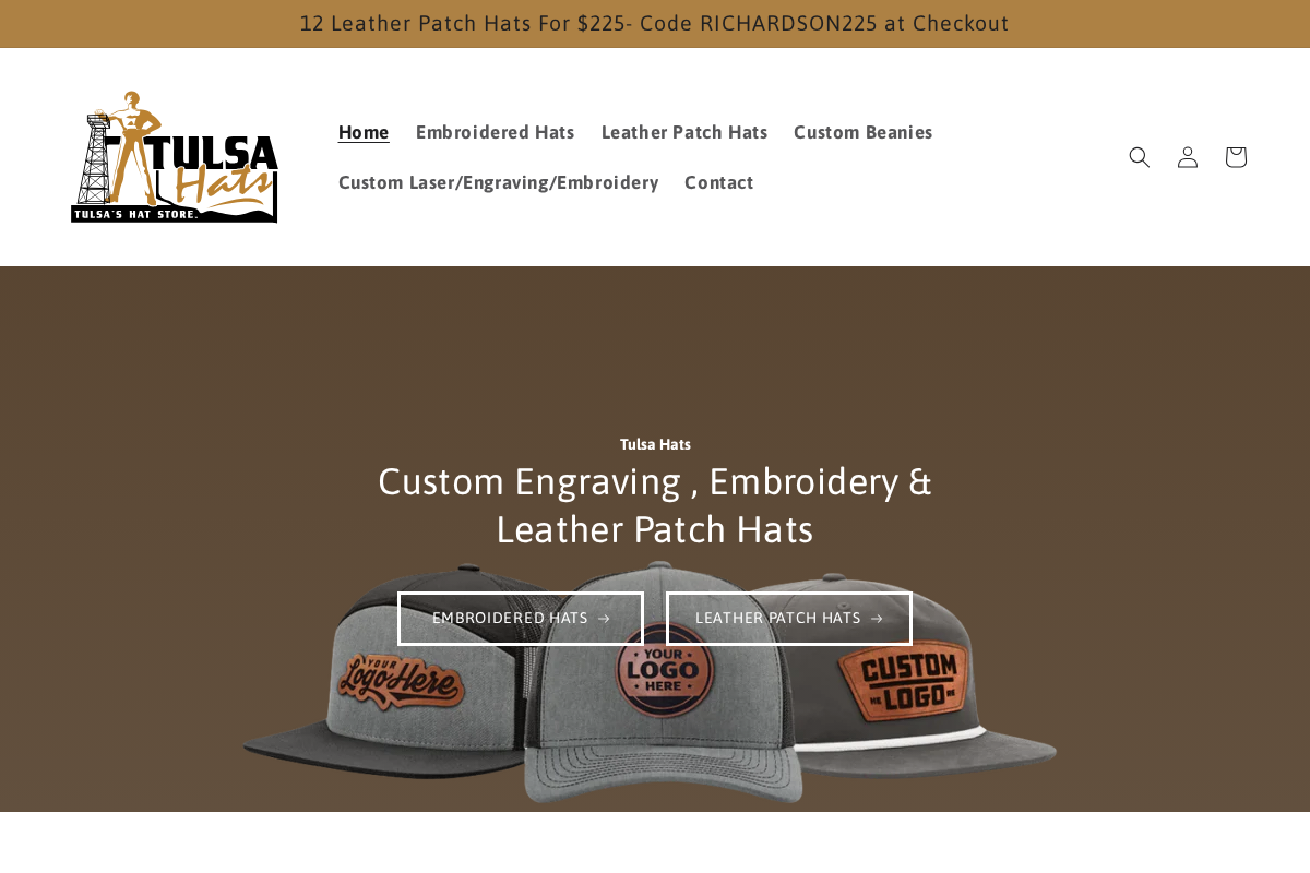Tulsa Hats homepage screenshot
