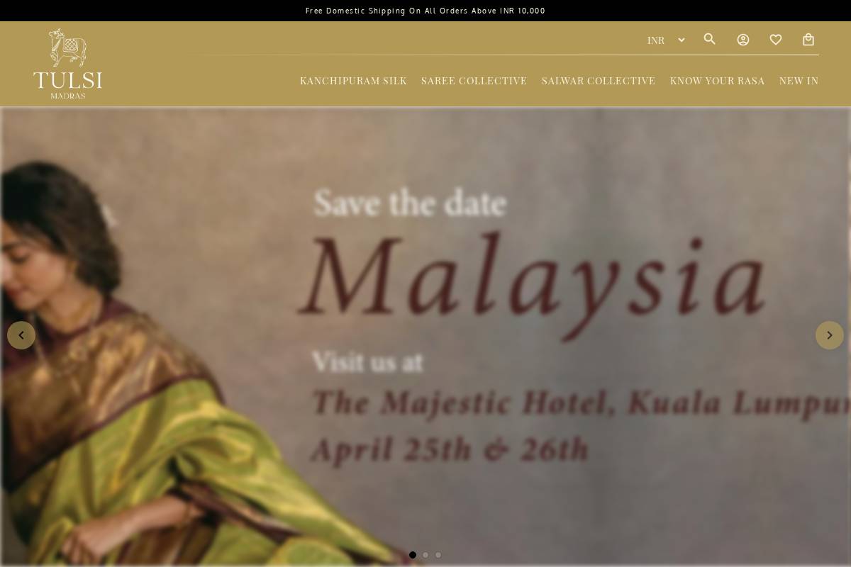 tulsimadras.com homepage screenshot