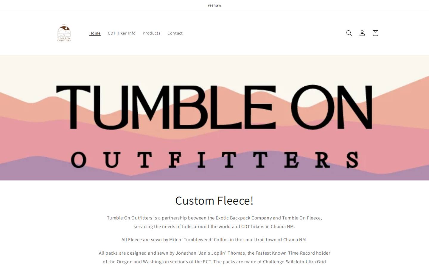 tumbleonoutfitters.com homepage screenshot