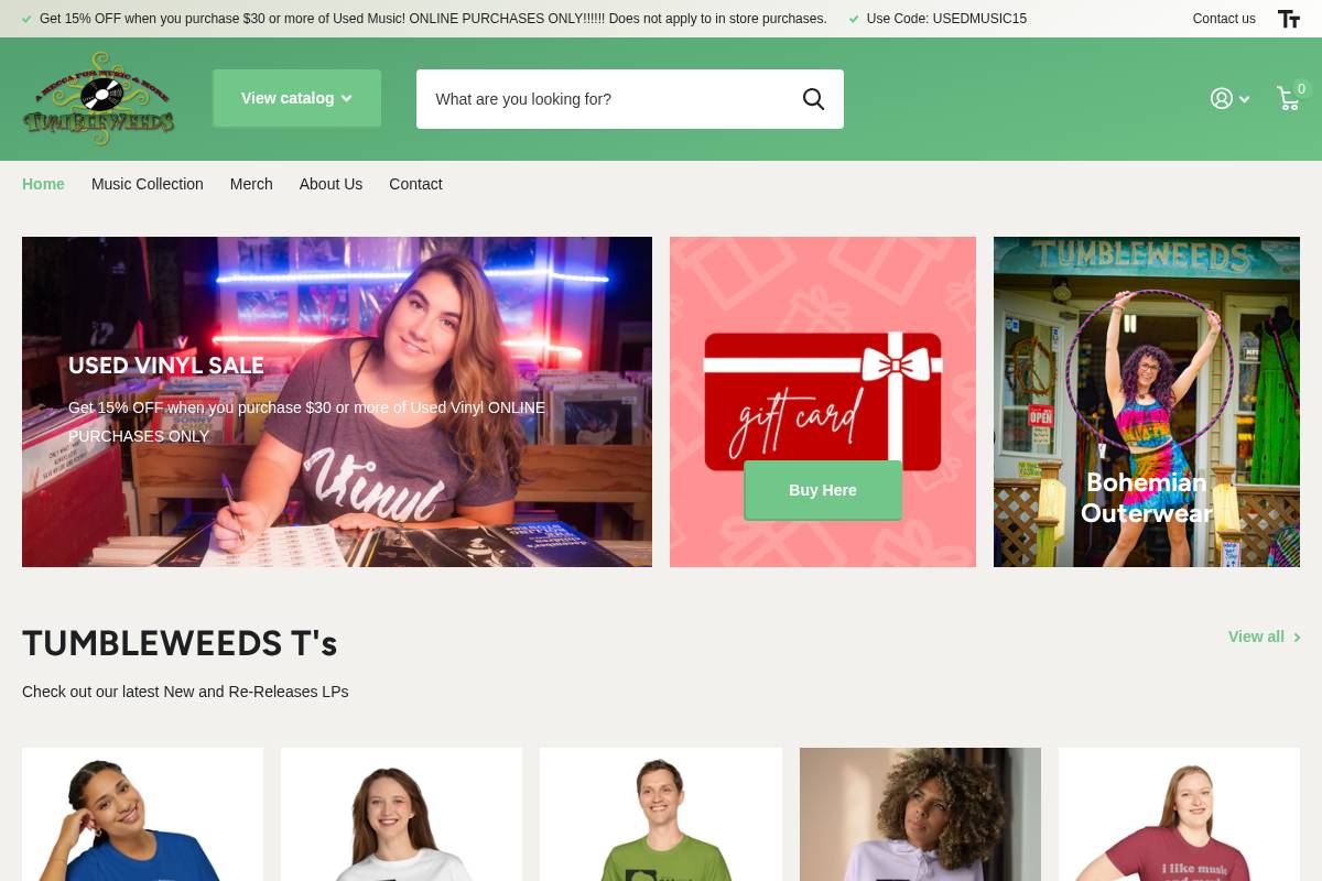 tumbleweedsct.com homepage screenshot