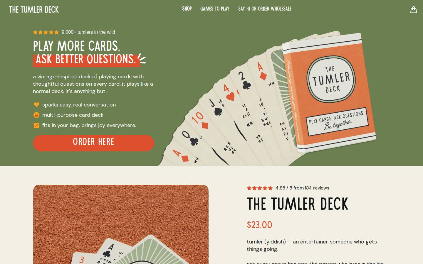 tumlerdeck.com homepage screenshot