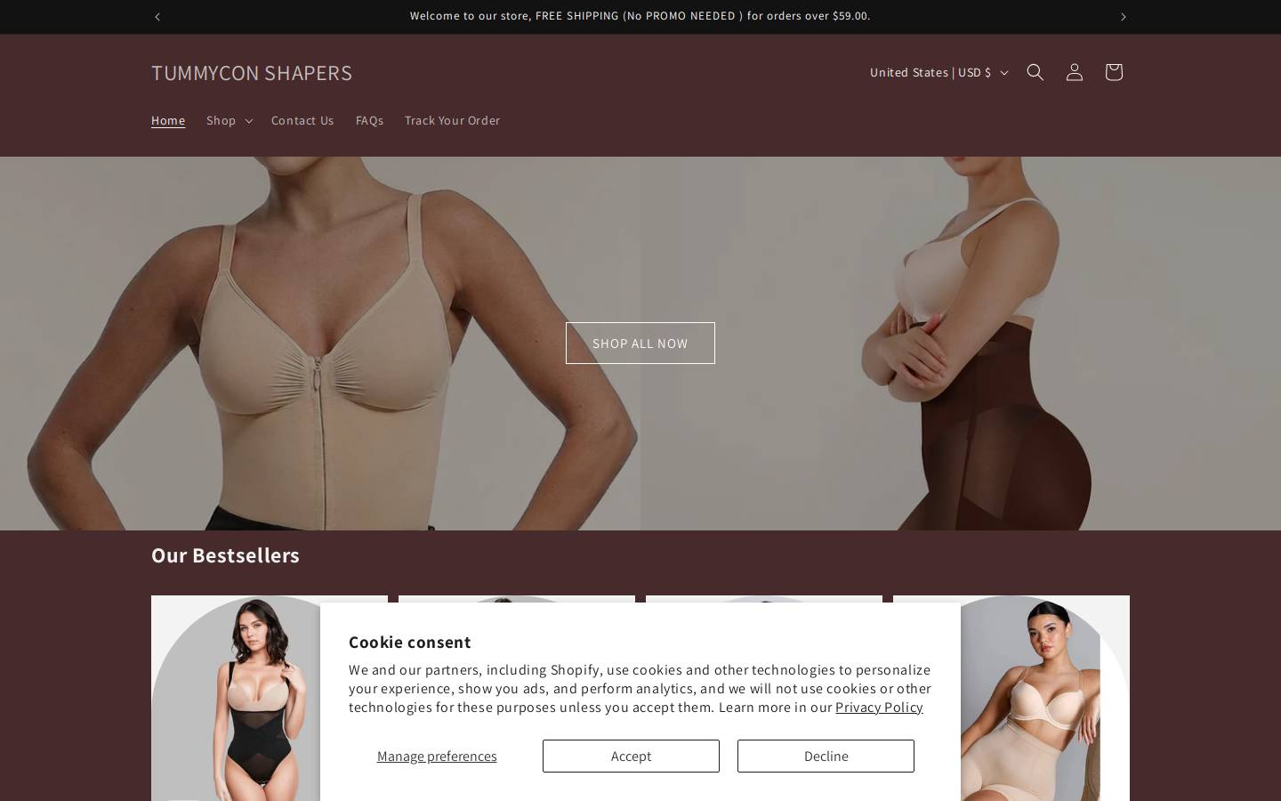 tummyconshaper.com homepage screenshot