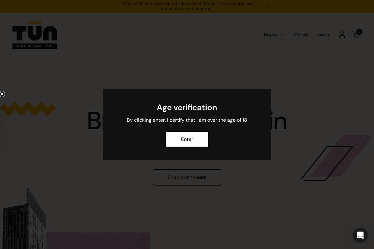 tunbrewing.com homepage screenshot