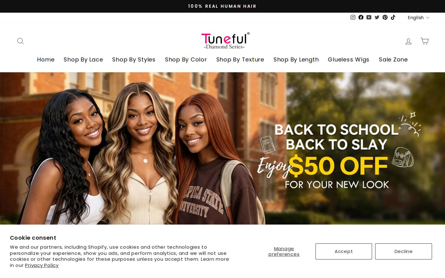 tunefulhair.com homepage screenshot
