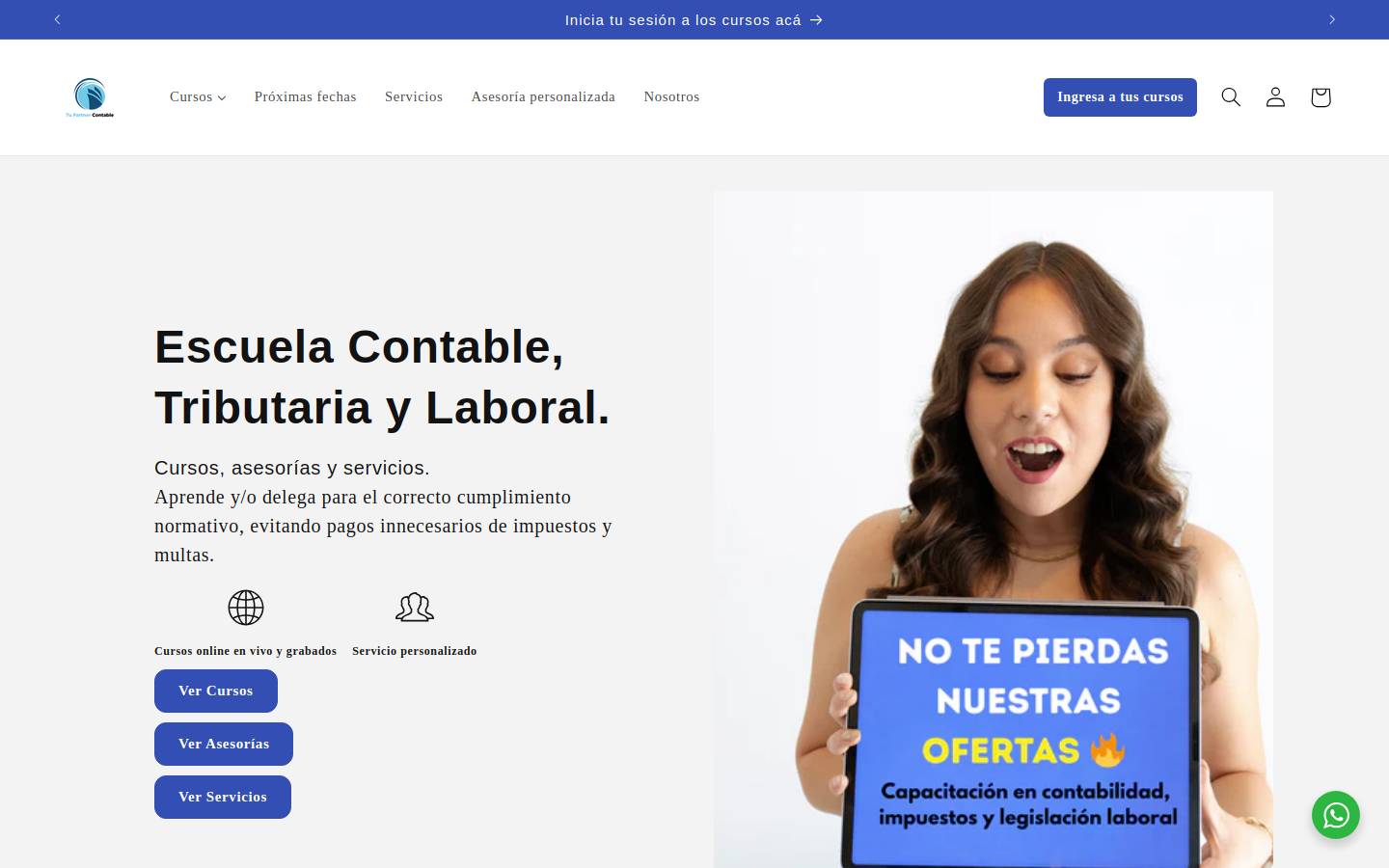 tupartnercontable.cl homepage screenshot