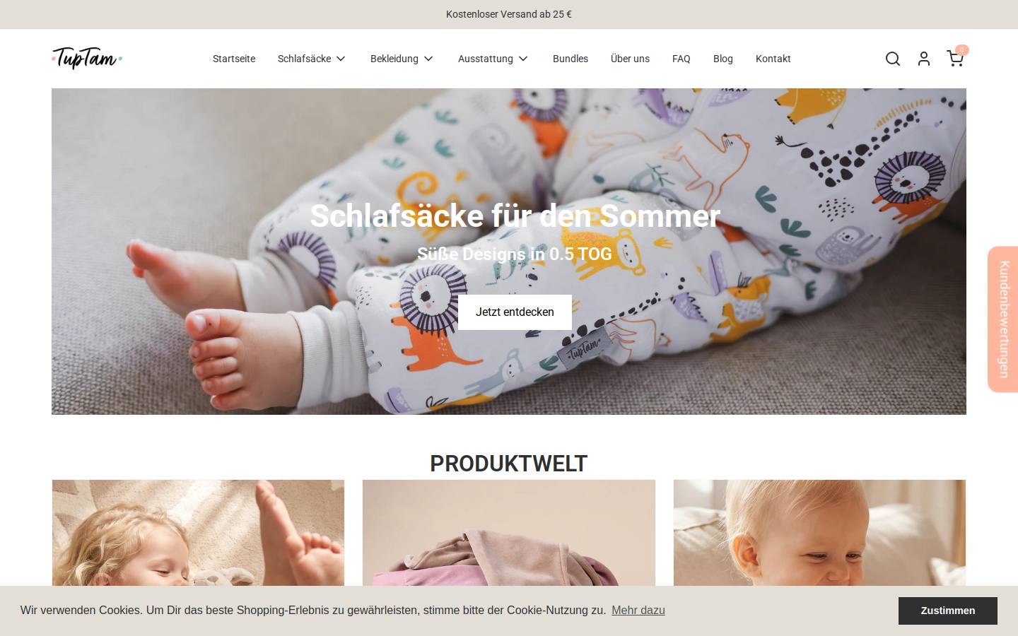Tuptam homepage screenshot