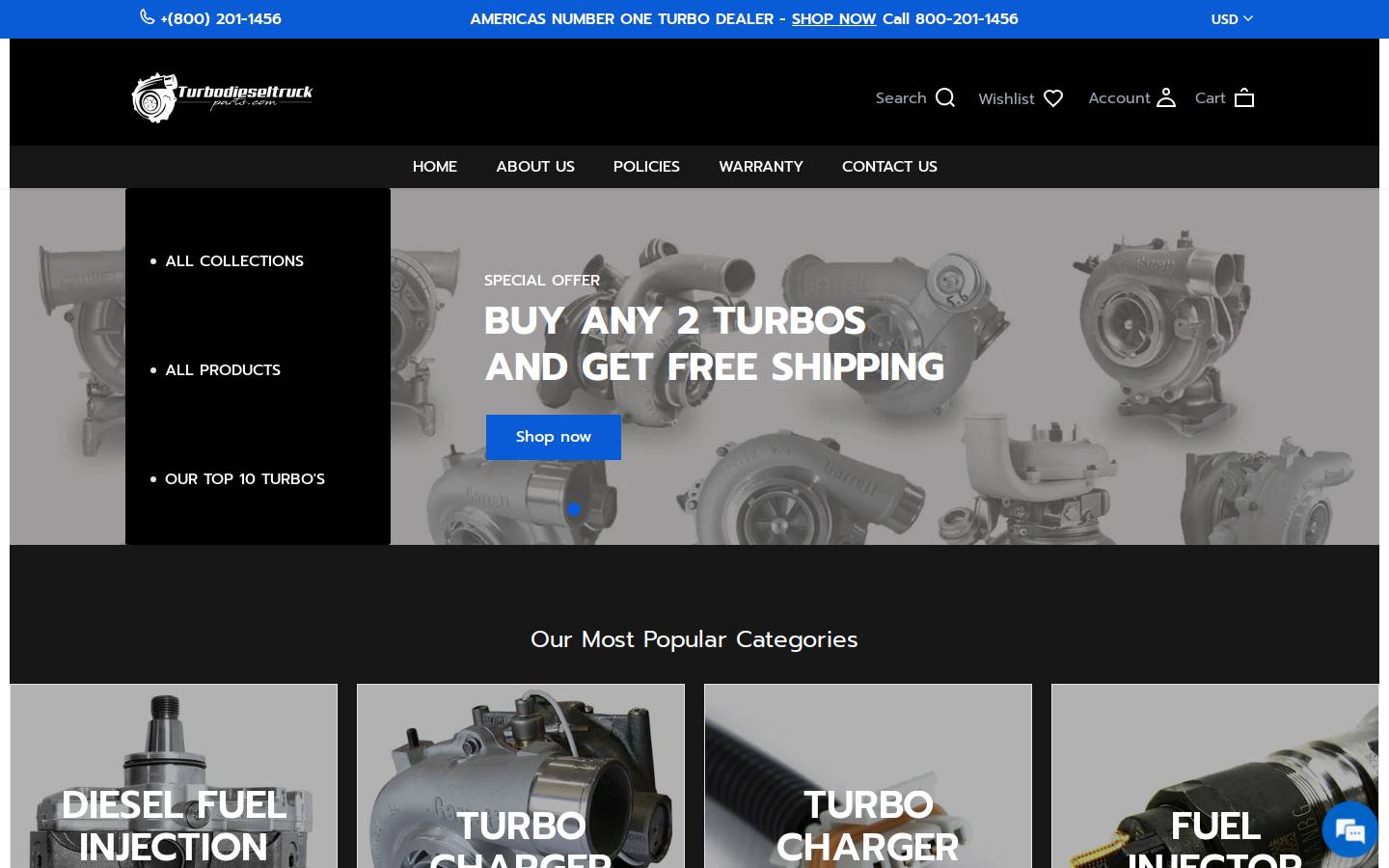 turbodieseltruckparts.com homepage screenshot