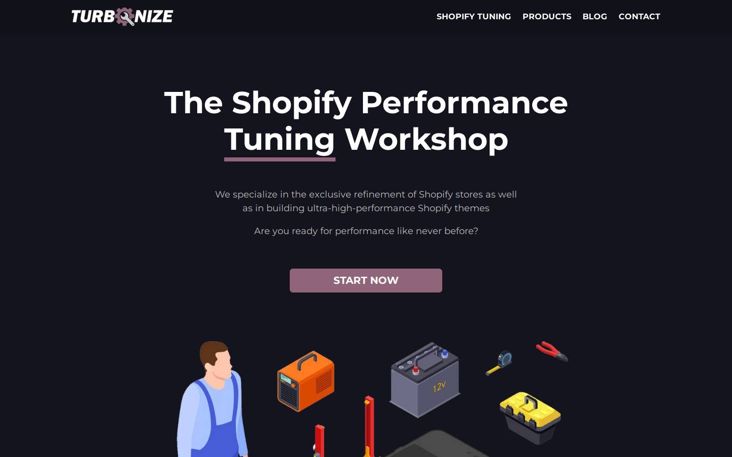 Turbonize homepage screenshot