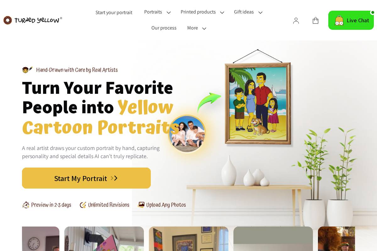 Turnedyellow homepage screenshot