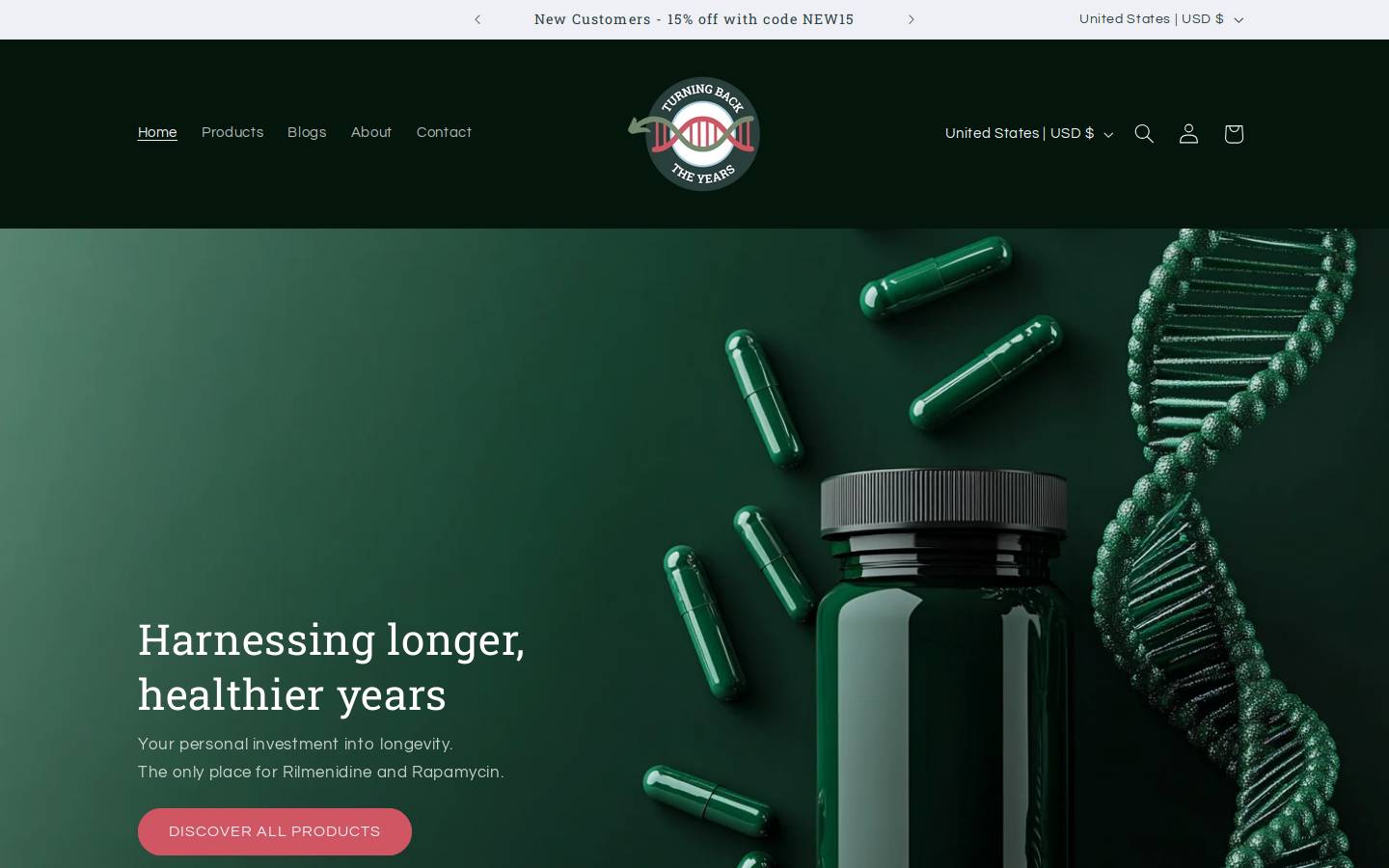 Turning Back The Years homepage screenshot