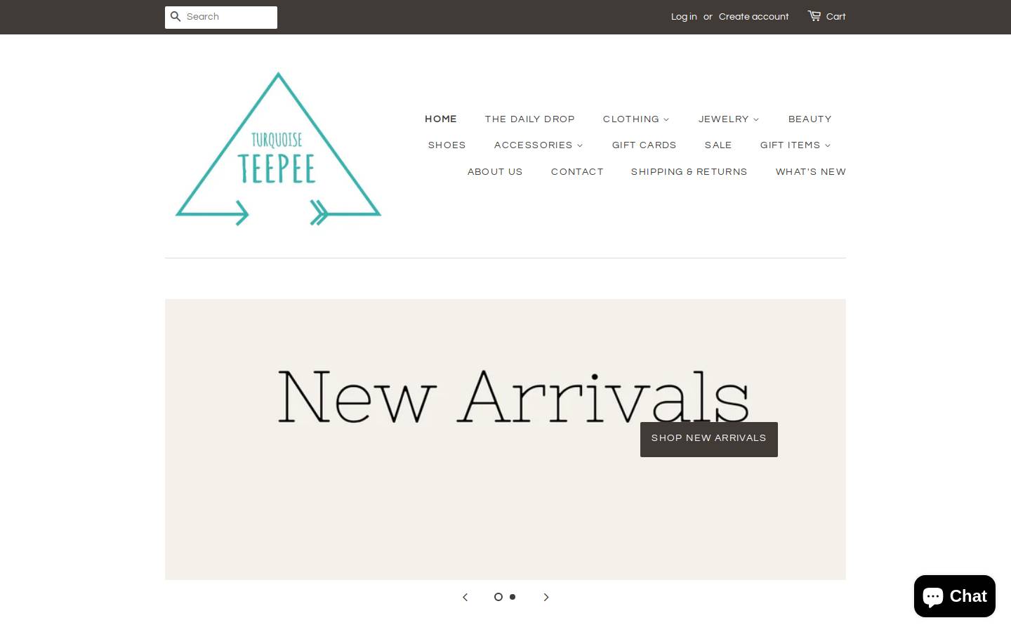 turquoiseteepee.com homepage screenshot