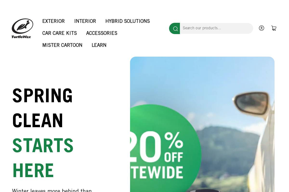 Turtle Wax homepage screenshot