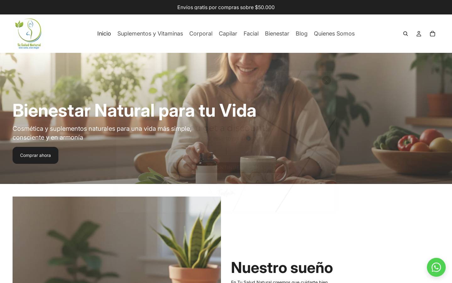 tusaludnatural.cl homepage screenshot