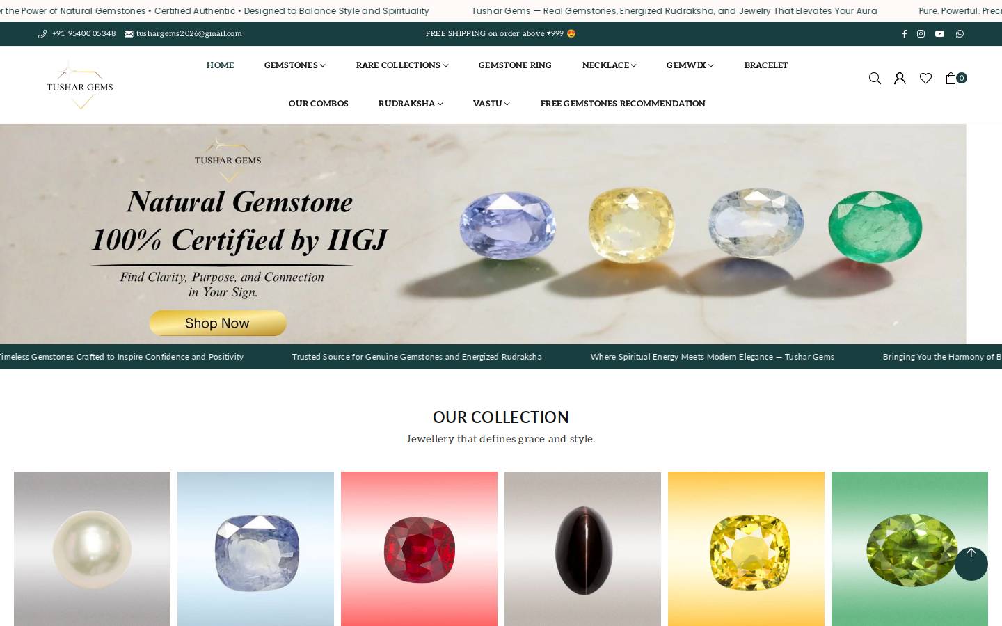 tushargems.com homepage screenshot