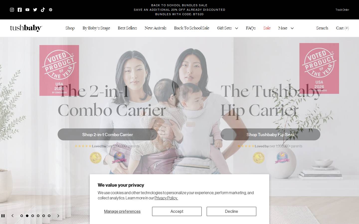 Tushbaby homepage screenshot