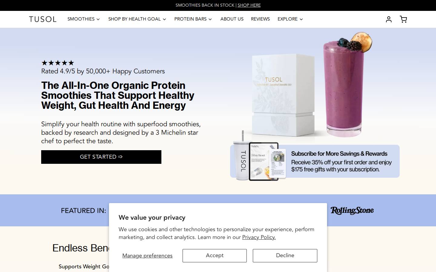 tusolwellness.com homepage screenshot