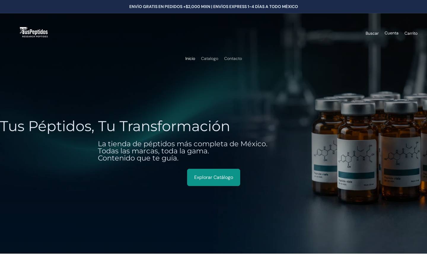 tuspeptidos.com homepage screenshot