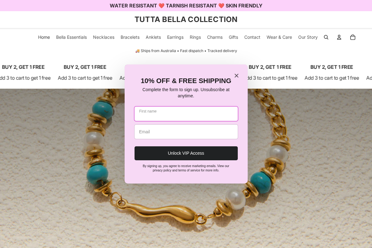 tuttabellacollection.com homepage screenshot