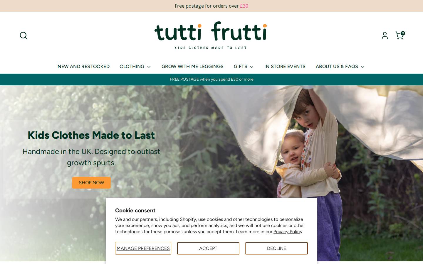 tuttifrutticlothing.com homepage screenshot