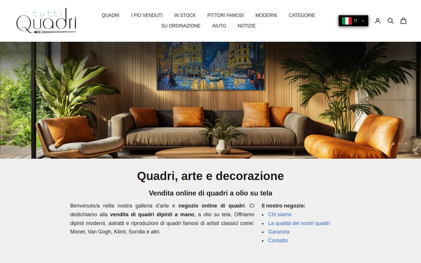 tuttiquadri.it homepage screenshot